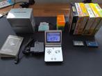 Game Boy Advance SP Zilver + 9 Spellen + Doos & Accessoires, Ophalen of Verzenden, Gebruikt, Game Boy Advance SP, Met games