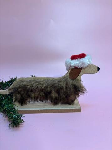 Kerstdecoratie hout teckel beschikbaar voor biedingen