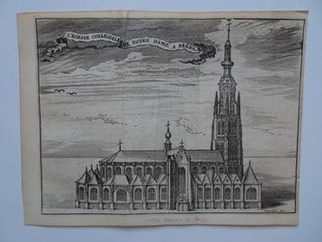 Originele gravure Grote kerk Breda, Harrewijn, 1740  beschikbaar voor biedingen