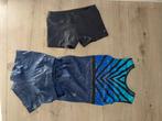 Turnpakje wedstrijdset plus extra zwart broekje, Sport en Fitness, Ophalen, Blauw, Zo goed als nieuw, Turnpak(je)