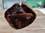 Originele bontmuts donkerbruin met oorflappen, Ophalen of Verzenden, Zo goed als nieuw, Maat 38/40 (M), Muts