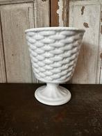 Vintage/retro bloempot op voet Delfts wit, Ophalen of Verzenden