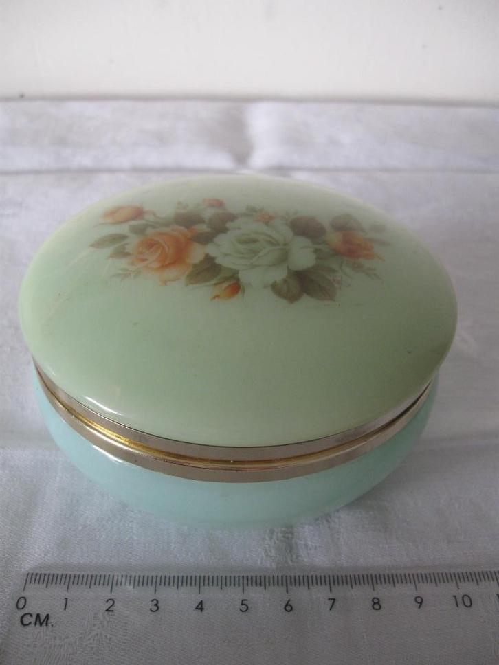 Albasten lichtblauw doosje snuisterijen sieraden goede staat, Antiek en Kunst, Curiosa en Brocante, Ophalen of Verzenden