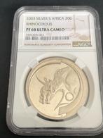 2003 Z. Afrika 20c Rhinoceros NGC PF 68 Ultra Cameo, Ophalen of Verzenden, Losse munt, Zilver