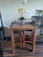 Mooie hoge eettafel met stoelen, Gebruikt, Modern, Vier personen, Rechthoekig