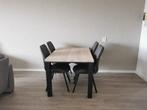 Licht eiken eettafel met metalen poten De Bommel, Ophalen, Zo goed als nieuw