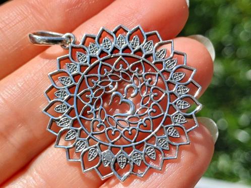 Vanoli - 925 zilver kettinghanger OHM teken symbool mandala, Sieraden, Tassen en Uiterlijk, Kettinghangers, Nieuw, Zilver, Zilver