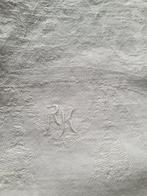 antieke katoenen theedoek met monogram foto 1 en 2, Antiek en Kunst, Curiosa en Brocante, Ophalen of Verzenden