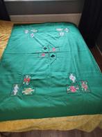 Vintage Handgemaakte geborduurde klaverjas tafelkleed, Ophalen of Verzenden, Gebruikt, Handborduren, Borduurpakket