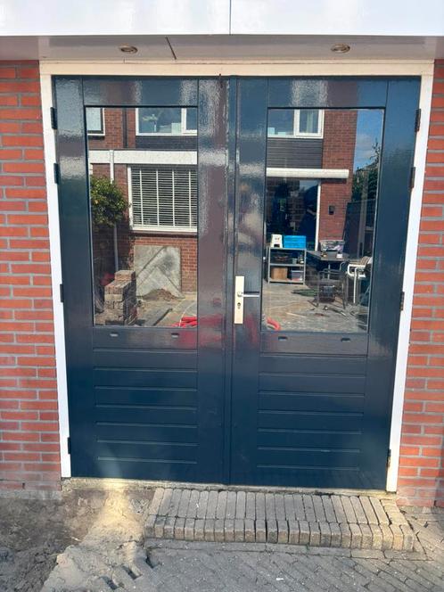 Dubbel openslaande deur inclusief kozijn, Doe-het-zelf en Verbouw, Deuren en Horren, Gebruikt, Buitendeur, 200 tot 215 cm, 80 tot 100 cm
