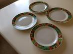 4 kleine borden 18 cm en 4 grote borden papegaai en jungle, Huis en Inrichting, Keuken | Servies, Ophalen of Verzenden, Zo goed als nieuw