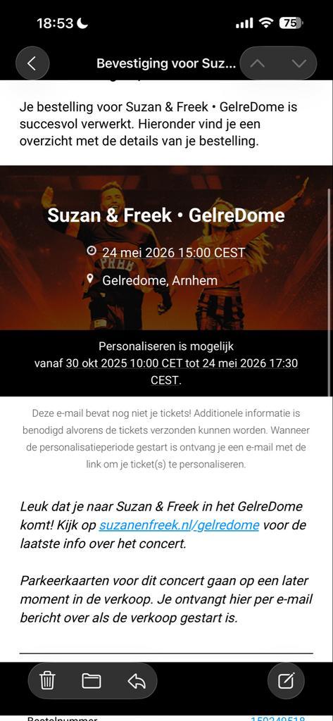 2 kaarten Suzan en Freek Zitplaats Goud, Tickets en Kaartjes, Concerten | Dance, Drie personen of meer, Mei