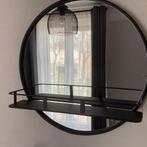 Ronde spiegel met metalen rekje als nieuw, Ophalen, Minder dan 50 cm, Rond, Zo goed als nieuw
