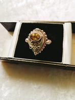 Mooie Zilveren Ring met Citrien - Doosje - maat 19 3/4, Sieraden, Tassen en Uiterlijk, Antieke sieraden, Met edelsteen, Zilver