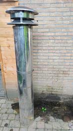 Dubbelwandige kachelpijp met regenhoed, Ophalen, Gebruikt, Rvs, Minder dan 2 meter