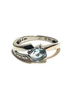 14k witgouden ring met een aquamarijn en diamanten, -, -, Ophalen of Verzenden, Dame