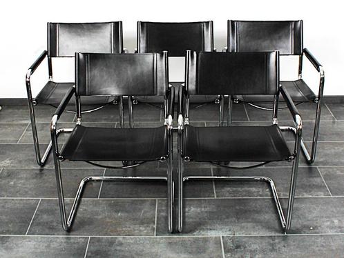 Set van 5 Matteo Grassi MG5 buisframe stoelen, Huis en Inrichting, Stoelen, Zo goed als nieuw, Vijf, Zes of meer stoelen, Leer