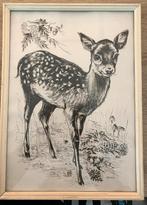 schilderij kinderkamer met hertjes jaren 60, Ophalen, Gebruikt, Wanddecoratie