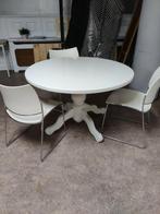 Witte ronde grenen tafel, 100 tot 150 cm, 100 tot 150 cm, Rond, Ophalen of Verzenden