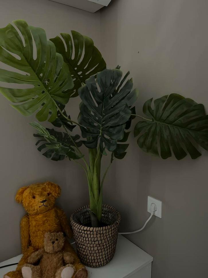 Grote Kunststof Plant met Mand, Huis en Inrichting, Kamerplanten, Overige soorten, Minder dan 100 cm, Groene kamerplant, Volledige schaduw
