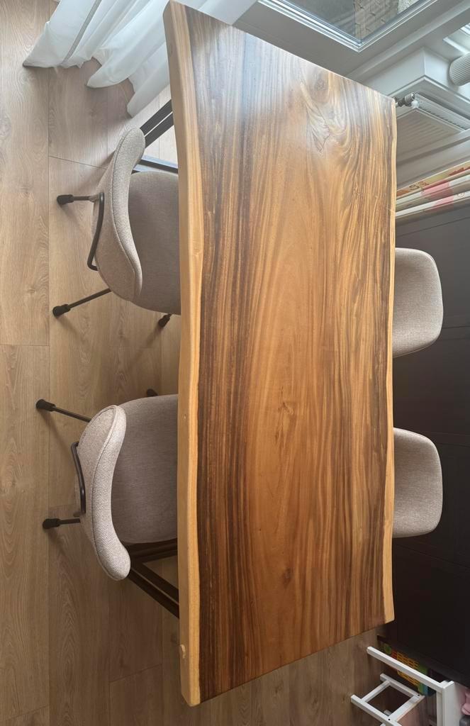 Suar houten eettafel, Huis en Inrichting, Tafels | Eettafels, Gebruikt, 50 tot 100 cm, 200 cm of meer, Vijf personen of meer, Rechthoekig