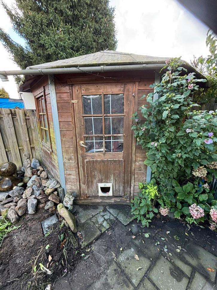 Blokhut voor in een hoek, Tuin en Terras, Tuinhuizen, Zo goed als nieuw, Blokhut, 250 tot 500 cm, Ophalen