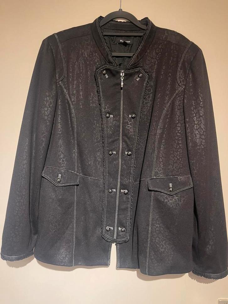 Witteveen zwart stretch jasje maat 46, Kleding | Dames, Jasjes, Kostuums en Pakken, Zo goed als nieuw, Maat 46/48 (XL) of groter