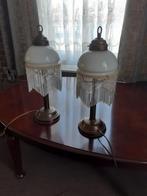 Koperen Schemerlampen met Melkglas, Ophalen, Gebruikt, Vintage, Glas