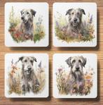 Ierse Wolfshond Aquarel onderzetters met houder, Ophalen of Verzenden, Nieuw, Glas of Kopje