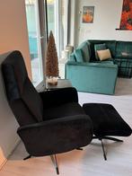 Fauteuil zwart velvet inclusief hocker, Ophalen, Minder dan 75 cm, Zo goed als nieuw, Metaal