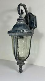 Metalen buitenlamp met craquelé glas, Wandlamp, Ophalen of Verzenden, 50 tot 250 watt, Waterbestendig