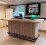 Steigerhouten bar op wielen zwarte steigerbuizen overkapping, Huis en Inrichting, Barren, Nieuw, Ophalen of Verzenden