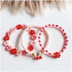 Nieuw! Leuke kinder armbandjes rood roze met bloem en kers, Ophalen of Verzenden, Nieuw, Ketting