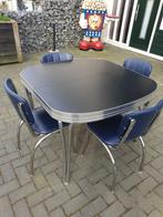 Retro tafel met 4 stoelen * Bel air, 100 tot 150 cm, 100 tot 150 cm, Rond, Gebruikt