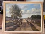 Schaapjes op de heide., Antiek en Kunst, Kunst | Schilderijen | Klassiek, Ophalen of Verzenden