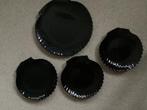Schelp schaal zwart glas diam. 27 cm  + 3 diam. 20 cm, Ophalen of Verzenden