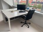 Stevig metalen bureau, wit, Ophalen, In hoogte verstelbaar, Gebruikt, Bureau