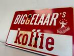 BIGGELAAR’s koffie emaille reclamebord, Reclamebord, Gebruikt, Ophalen of Verzenden