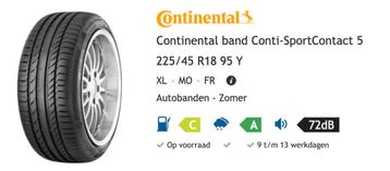 Continental Conti-Sportcontact 225/45 R18 Nieuwstaat!!!! beschikbaar voor biedingen
