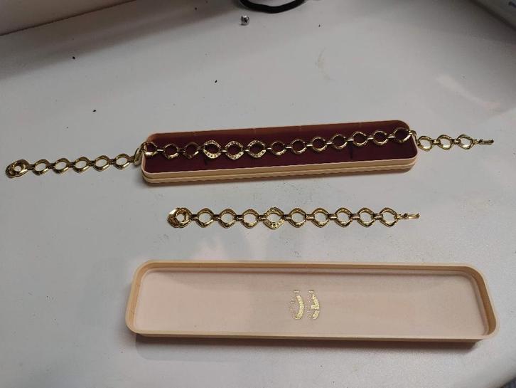 Ketting met bijbehorende armband, Sieraden, Tassen en Uiterlijk, Kettingen, Zo goed als nieuw, Overige materialen, Goud, Met strass