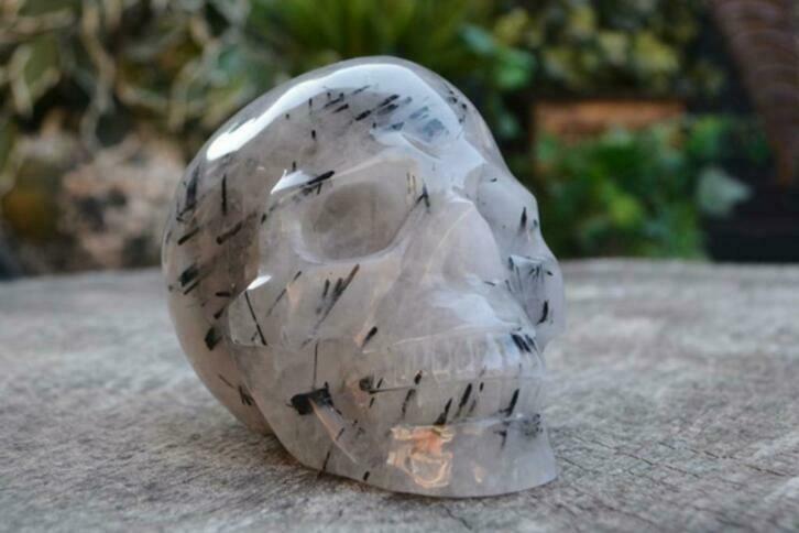 Toermalijnkwarts schedel XXL, Verzamelen, Mineralen en Fossielen, Ophalen of Verzenden