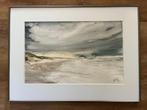 Ouboter Strand zeezicht wolkenluchten gesigneerd, met lijst, Huis en Inrichting, Woonaccessoires | Schilderijen, Tekeningen en Foto's