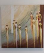 Lenuta Bazu The Walking world Oil on Canvas, 50x50 With COA, Ophalen of Verzenden