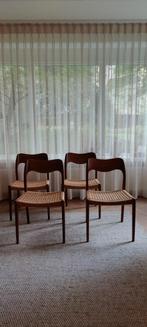 4 Niels Otto Møller eetkamerstoelen 71 papercord teak, Ophalen