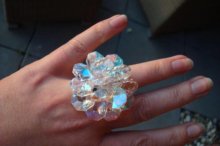 Dominique Guinabert murano kristallen ring, verstelbaar, NEW, Sieraden, Tassen en Uiterlijk, Ringen, Nieuw, Dame, Overige kleuren