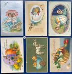 6 x Paaskaarten ansicht antiek gepreegd zeer oud 1900-1950, Gebruikt, Ophalen of Verzenden, X, X