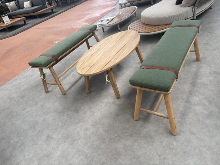 Tuinset Miami | Fonteyn | Showroommodel, Tuin en Terras, Tuinsets en Loungesets, Nieuw, Tuinset, Hardhout, 4 zitplaatsen, Bank