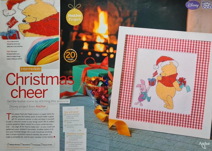 Winnie de Pooh en knorretje Kerst borduurpatroon, Hobby en Vrije tijd, Borduren en Borduurmachines, Nieuw, Patroon, Handborduren