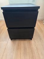 2 x nachtkastje / ladekast malm zwartbruin, Ophalen, Minder dan 45 cm, Minder dan 55 cm