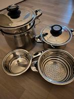 Pannenset - 3 Pannen, Huis en Inrichting, Keuken | Potten en Pannen, Ophalen, Gebruikt, Inductieplaat, Pannenset